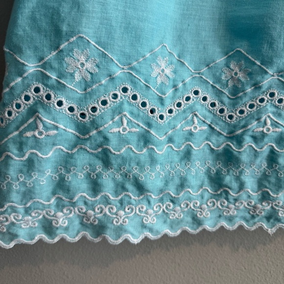 Talbots Linen Tunic Top Blue Embroidered 3/4 Sleeve Tunic Beach 1X petite - Picture 3 of 6